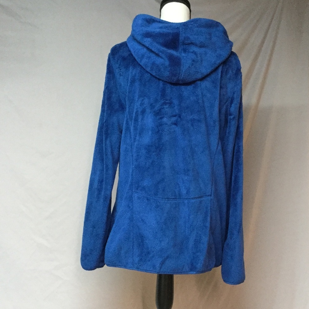 Eddie Bauer Blue Hooded Fuzzy Fleece Jacket - Picture 3 of 4